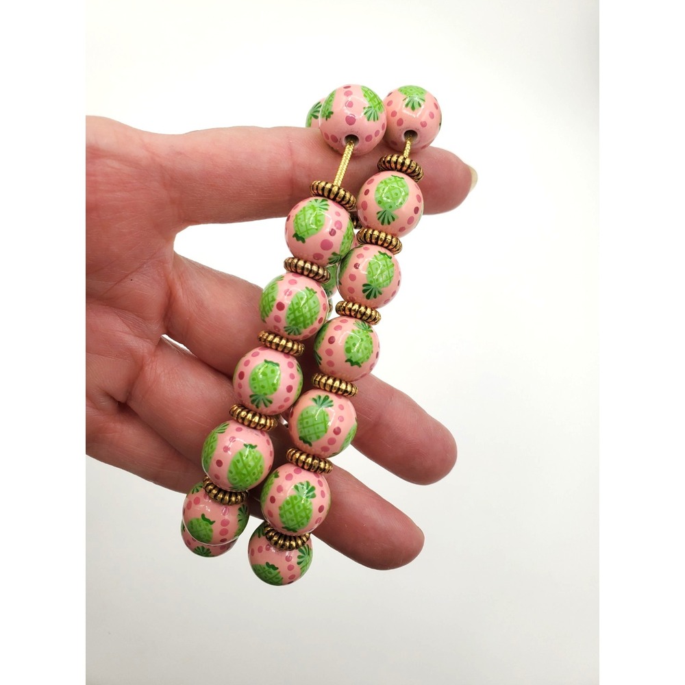 Pink & Green Bead Spring Time Stretch Necklace